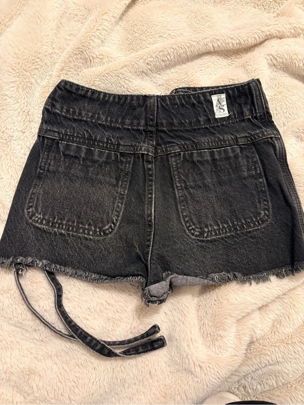 Altar'd State Black Denim Wrap Skort with Tie